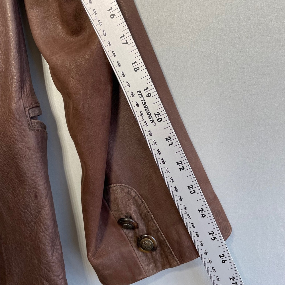 Vintage Bavarian Nappa Leather Janker Jacket 48 M Brown Trachten Austrian Crest - Picture 10 of 11